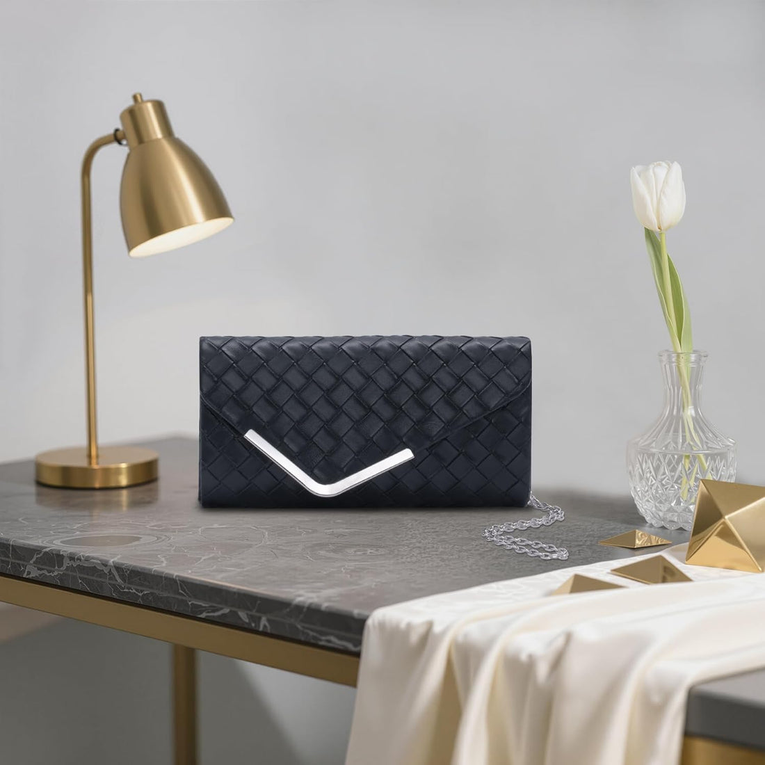 Larcenciel Women's Clutches, Shiny Sequins Evening Bags with Detachable Chain, Envelope Handbags for Ladies, Elegant Cross Body Shoulder Bags Purses Wallet for Women Bridal Prom Party Wedding