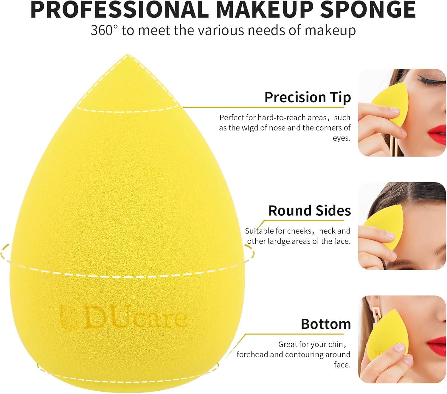 DUcare 4Pcs & 1Pc Makeup Sponges Foundation Brushes - Ideal For Flawless Makeup, Non-latex Blender Beauty Powder Puffs Kabuki Flat Top Face Brush