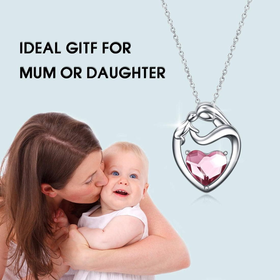 Sterling Silver Mum Heart Pendant Necklace, Birthday Christmas Gifts for Mum from Daughter Son
