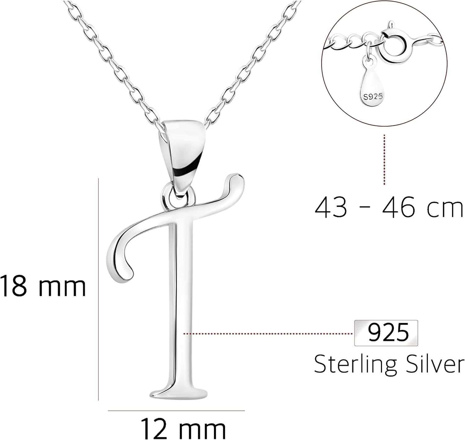 Sofia Milani - Women's Necklace 925 Silver - Letter Pendant