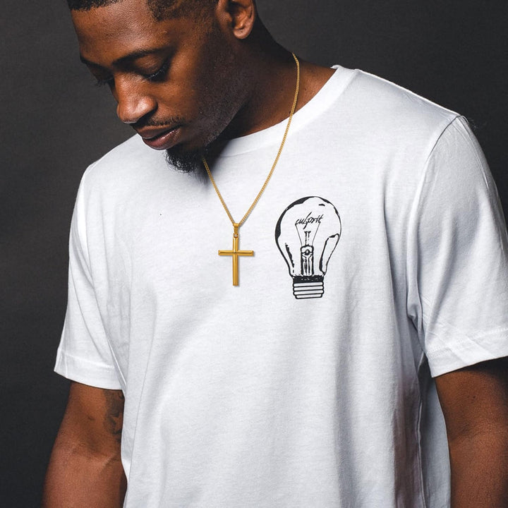 Cross Necklace for Men, Stainless Steel Men's Cross Necklace, Chain with Cross Pendant Silver Black Gold, Stylish Gift for Men Him