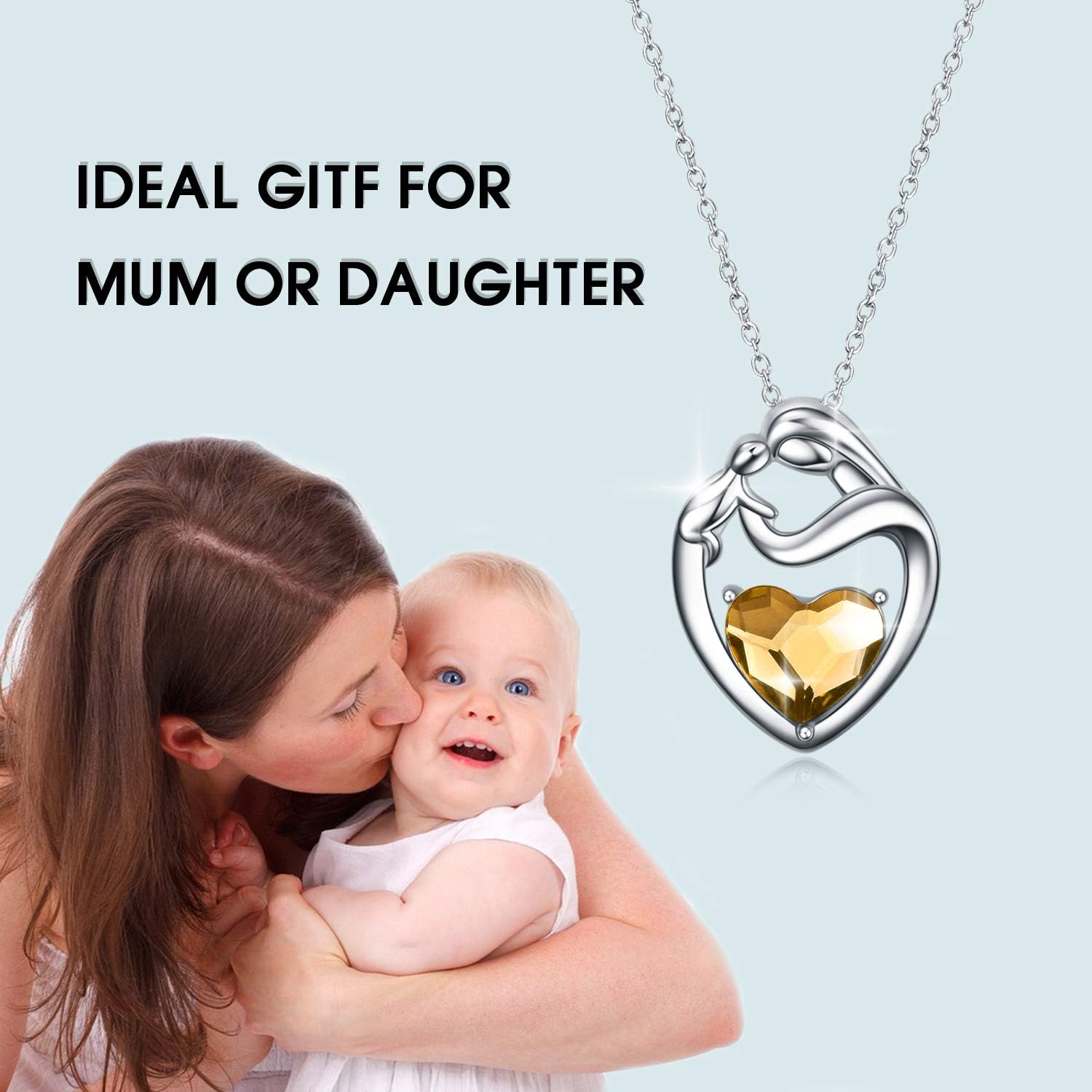 Sterling Silver Mum Heart Pendant Necklace, Birthday Christmas Gifts for Mum from Daughter Son