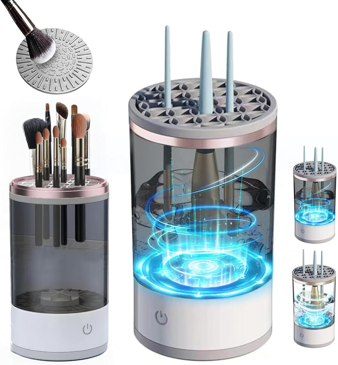 Electric Makeup Brush Cleaner Machine Automatic Portable USB Reusable Make Up Brush Cleaner Set for Quick Cleaning and Drying All Size Beauty Makeup Brushes (Black)