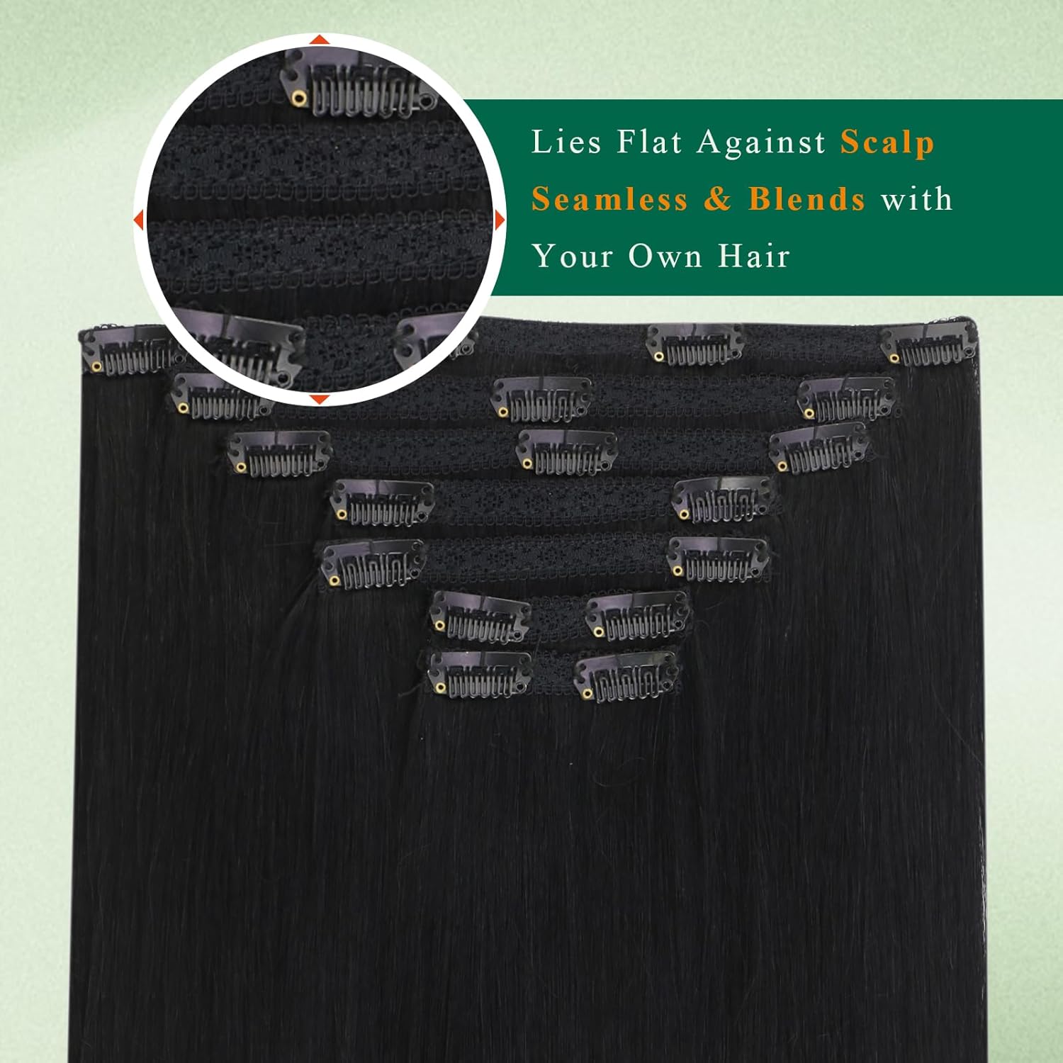 Easyouth Clip in Extensions Real Human Hair Black Clip ins Extensions Straight Jet Black Clip-in Real Hair Extension Double Weft for Daily Life 16 Inch 120g 7Pcs #1