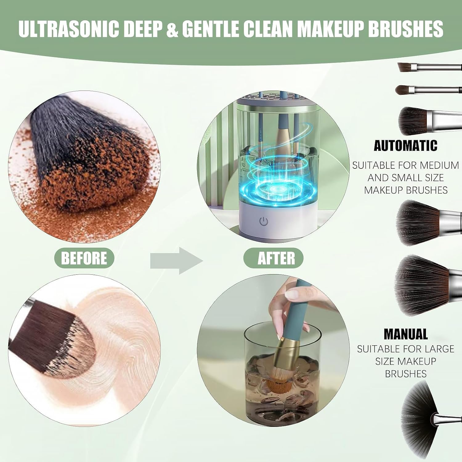 Electric Makeup Brush Cleaner Machine Automatic Portable USB Reusable Make Up Brush Cleaner Set for Quick Cleaning and Drying All Size Beauty Makeup Brushes (Black)