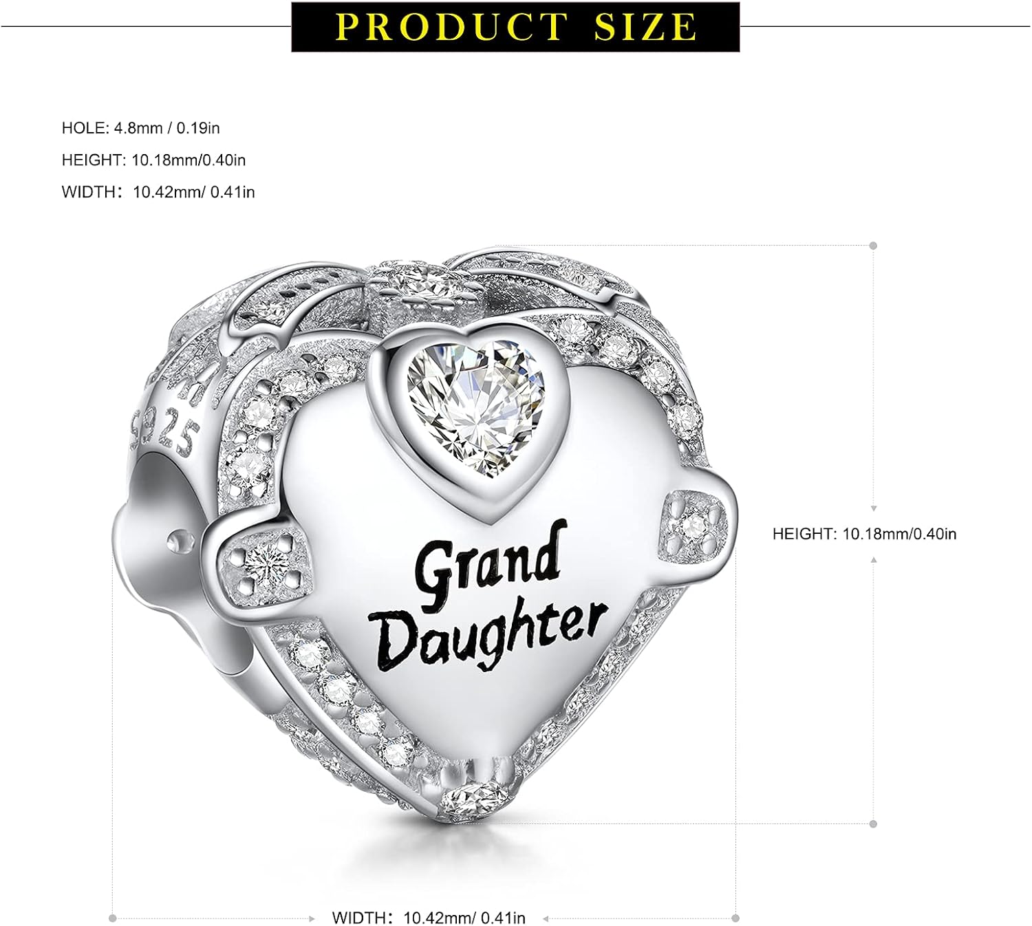 NINGAN Family Charm for Bracelet - Mothers Day & Birthday Gifts for Women 925 Sterling Silver Heart Cubic Zirconia Bead for Necklace