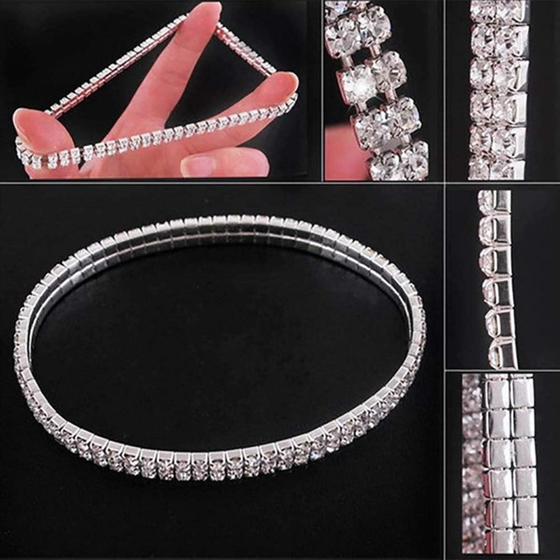 2PCS Twinkle Diamond Anklet Elastic Bling Shining Foot Jewelry Bracelet Bridal Summer Jewelry