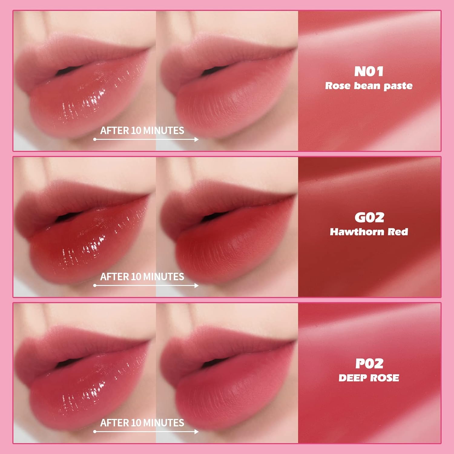 KIMUSE Water Gel Lip Tint Trio, Moisturizing Lightweight Lip Stain, Highly Pigmented Long Lasting Glossy Lipstain, Hydrate Glossy Finish Lipgloss Makeup
