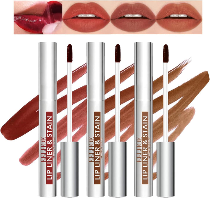 3 Colors Peel off Lip Stain Tattoo, Peel Off Lip liner Tattoo with Matte Finish, Infused with Vitamin E, Tattoo Lipstick Long Lasting Plump Lip Makeup Gift for Women