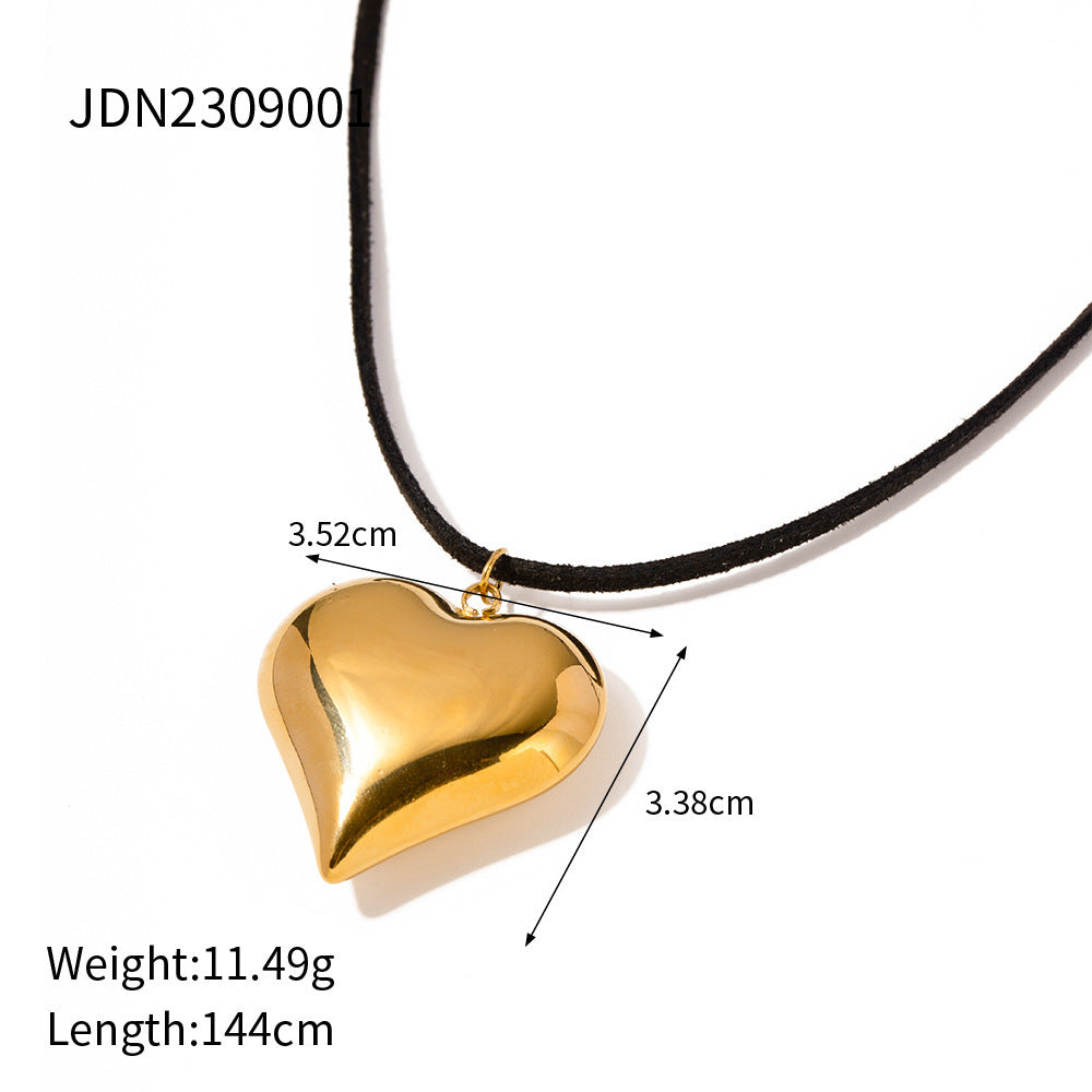 Gold Plated Stainless Steel Smooth Love Heart Necklace Series