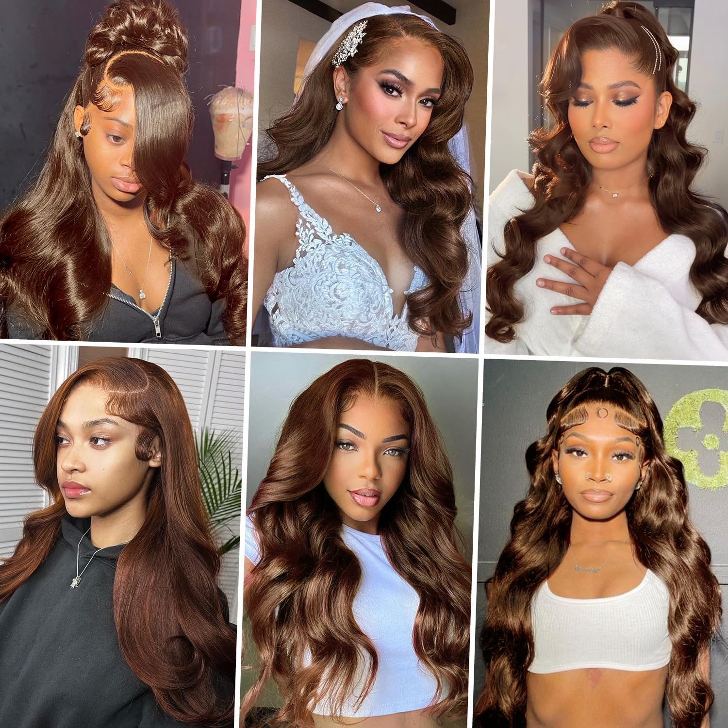 Chocolate Brown 13x6 HD Lace Front Wigs Human Hair, Body Wave Human Hair Wig For Black Women, Glueless Wig Human Hair Pre Plucked With Baby Hair, Brazilian Real Human Hair Lace Frontal Wig 16 Inch