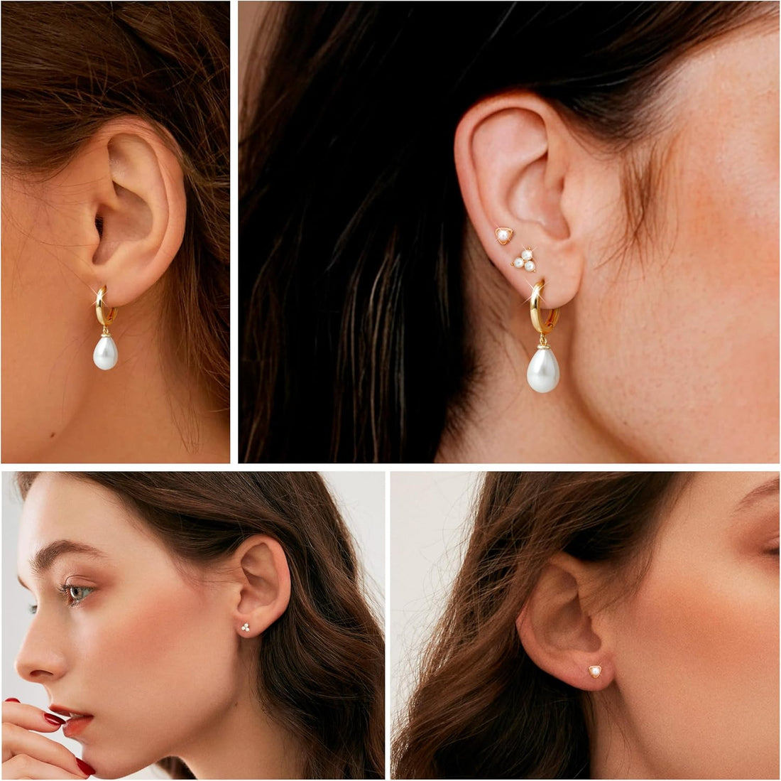 Dochais 3 Pairs 925 Sterling Silver Earrings for Women 14K Gold Stud Huggie Hoop Earring 5A Zirconia Gold Earrings Stacks Hypoallergenic Cartilage Earring Set for Multiple Piercings Jewelry Gift
