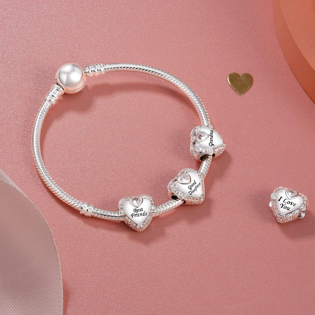 NINGAN Family Charm for Bracelet - Mothers Day & Birthday Gifts for Women 925 Sterling Silver Heart Cubic Zirconia Bead for Necklace