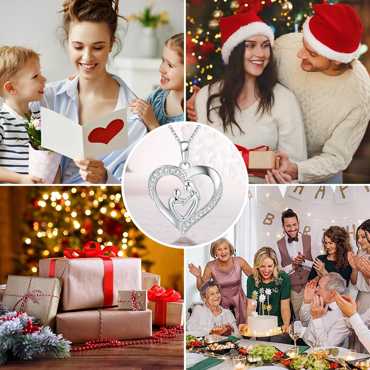 Ecripe 925 Sterling Silver Heart Necklace for Women, Silver Necklace with Heart Pendant, Adjustable Chain Necklace for Mum Girls Her