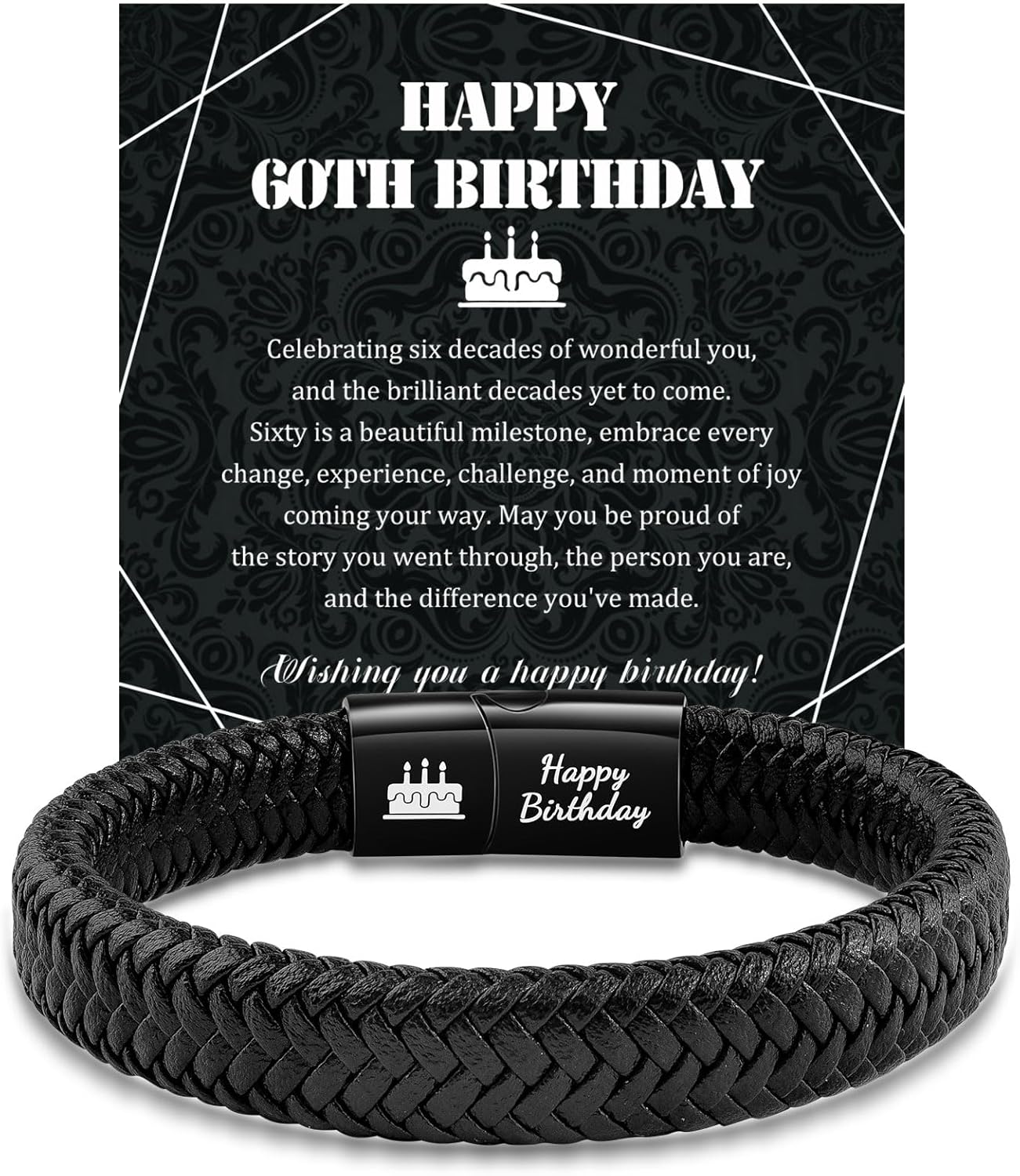 MANVEN 18th 21st 30th 60th Birthday Gift for Man Leather Bracelet Birthday Present for Son Nephew Brother Grandson Dad Grandfather Uncle Father in Law Husband