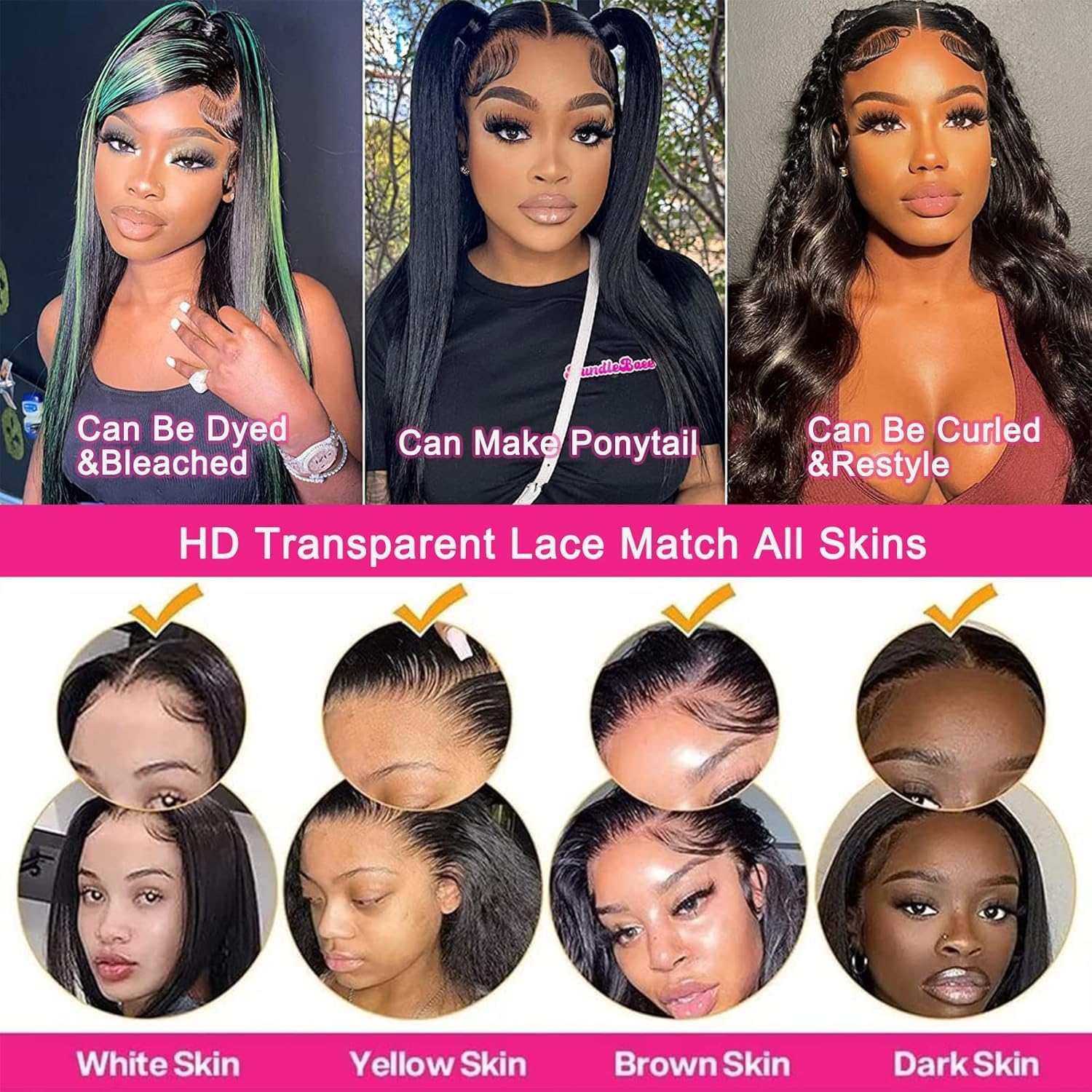 Bele 13x6 HD Transparent Lace Front Wigs Human Hair 18 inch Sliky Straight Lace Front Wigs 180 Density Brazilian Straight Human Hair Wigs for Women Pre Plucked with Baby Hair Natural Color
