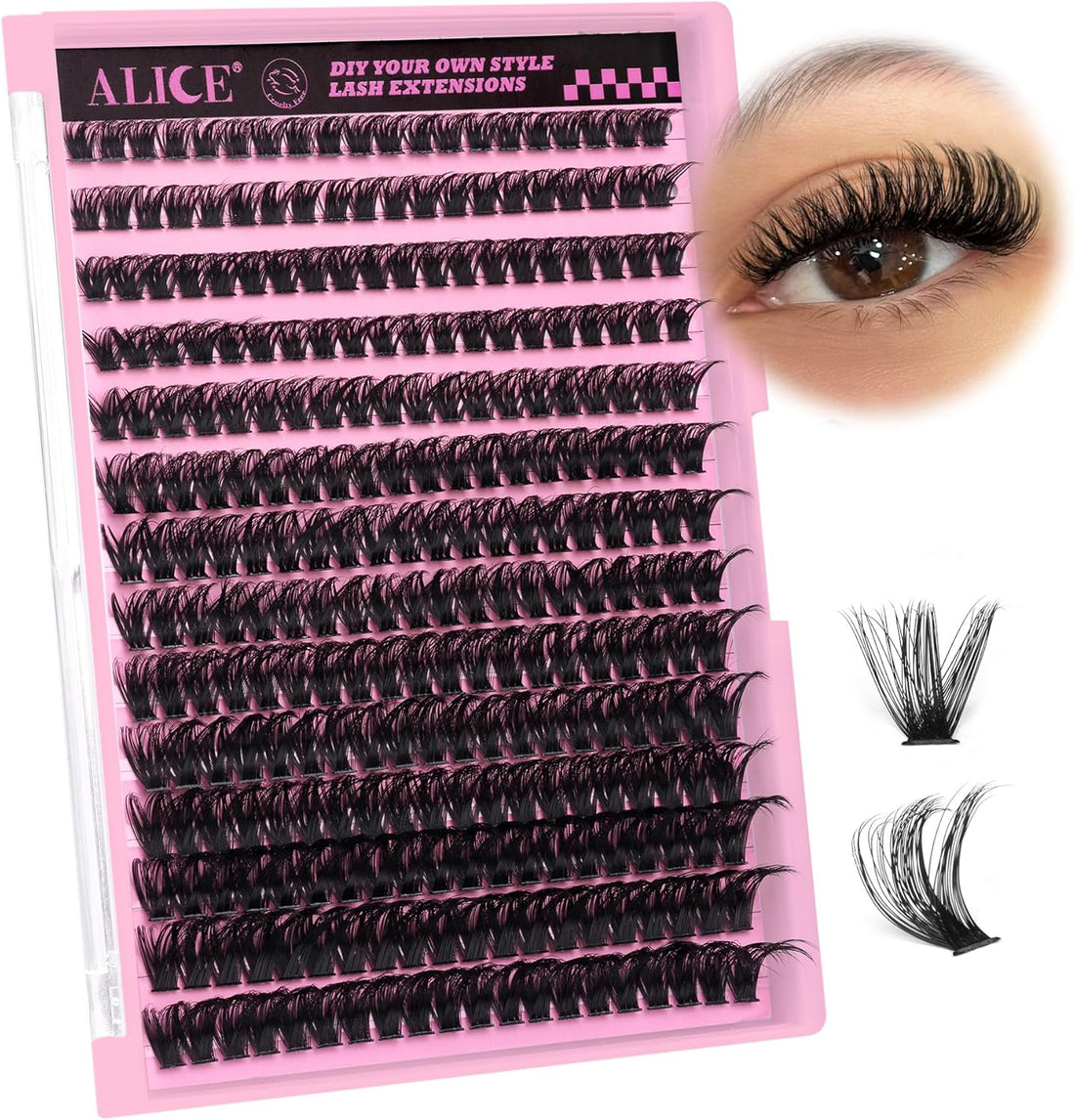 280Pcs Wispy Individual Lashes DIY Eyelash Extensions 8-16MM Fluffy D Curl Lash Extensions Lash Clusters 80D Cluster Eyelashes DIY at Home by ALICE