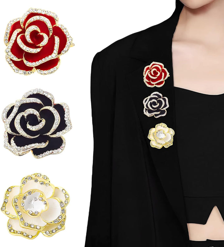 Flower Ribbon Brooch, Vintage Elegant Unique Crystal Brooch, Fashion Rhinestone Brooch, Pin Badges, Accessories Jewellery Gifts, Rhinestone Button