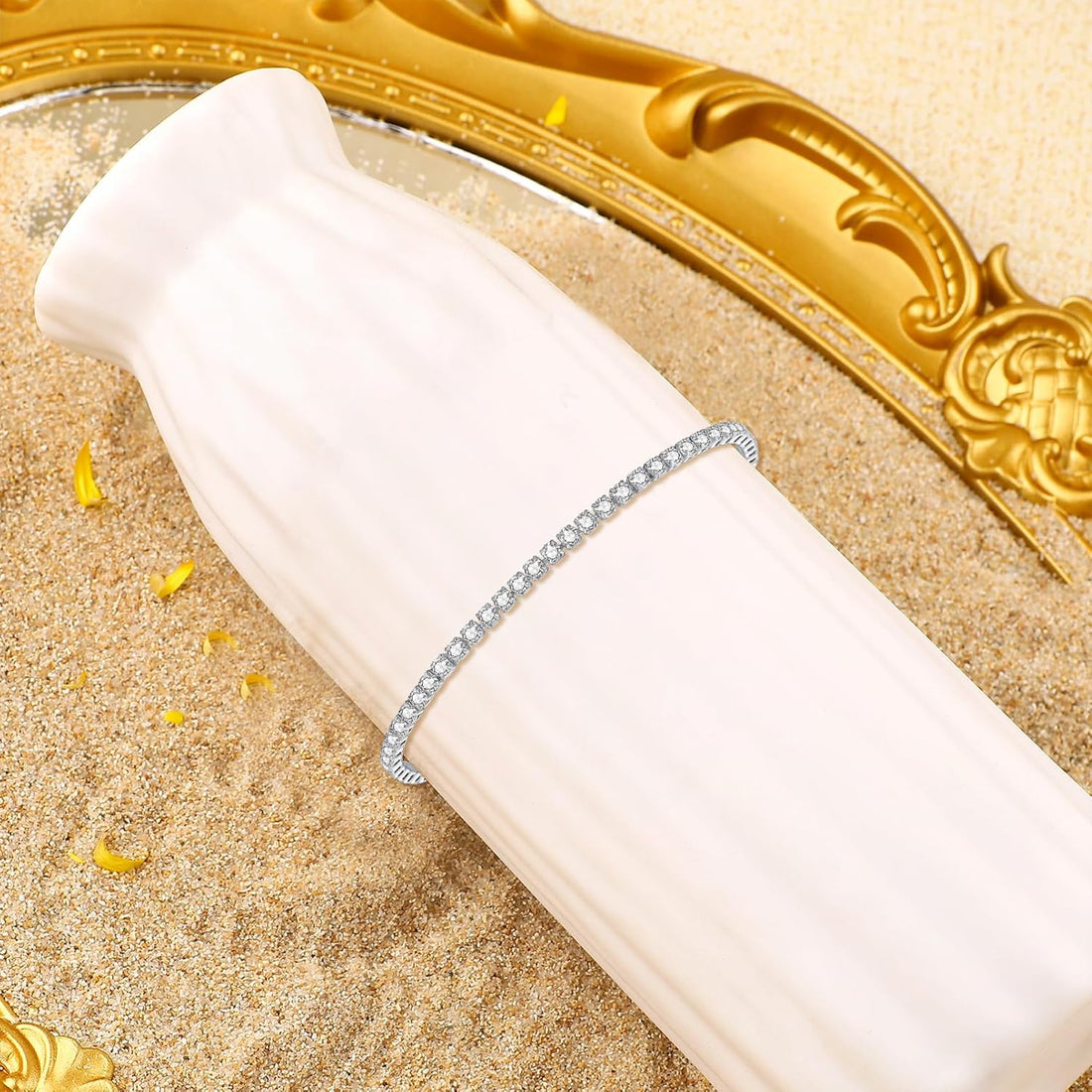 HUABOLA CALYN Ankle Bracelets for Women, Stainless Steel Waterproof Women's Anklets with Zirconia, Tennis Anklet Jewelry Gift for Beach Summer