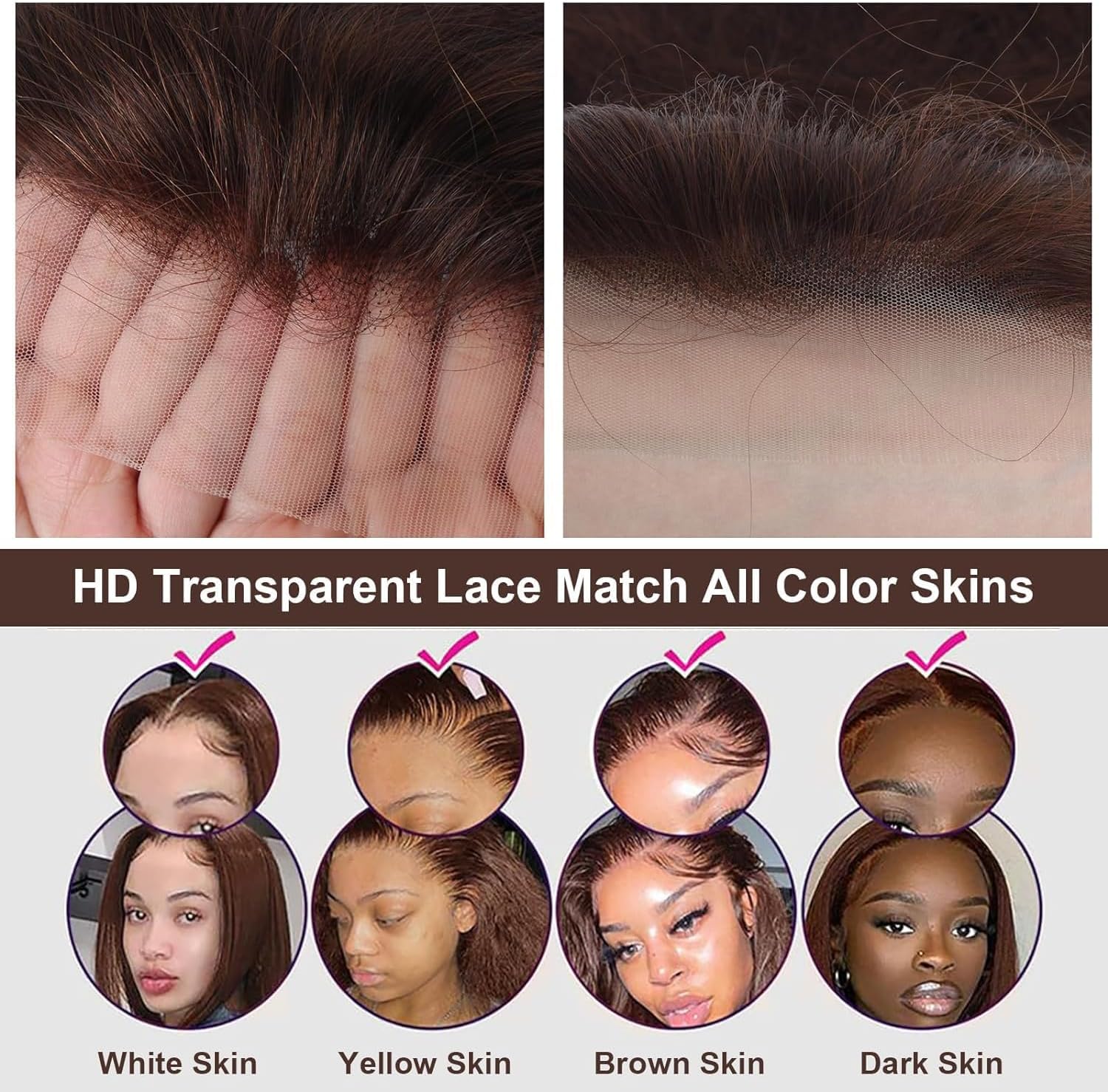Chocolate Brown 13x6 HD Lace Front Wigs Human Hair, Body Wave Human Hair Wig For Black Women, Glueless Wig Human Hair Pre Plucked With Baby Hair, Brazilian Real Human Hair Lace Frontal Wig 16 Inch