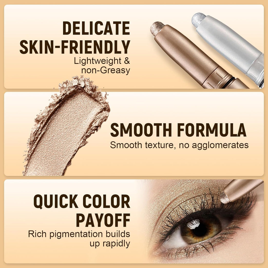 Flintronic 6PCS Eye Shadow Sticks Set, Waterproof Eyeshadow Stick, Highlighting Pigmented Eye Shadow Pencil Crayon, Soft Creamy Shimmer Long Lasting Eyeshadow Pencil for Daily Makeup
