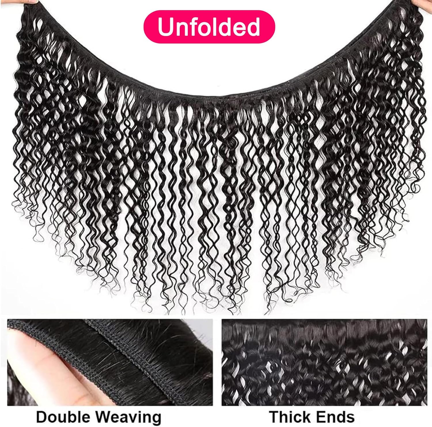 Curly Wave Bundles Human Hair Brazilian Curly Human Hair Bundles 3 Bundles Kinky Curly Human Hair Brazilian Virgin Human Hair Bundles 80 Gram/Bundle (Total 240 Gram), 20 22 24 Inches, Natural Color