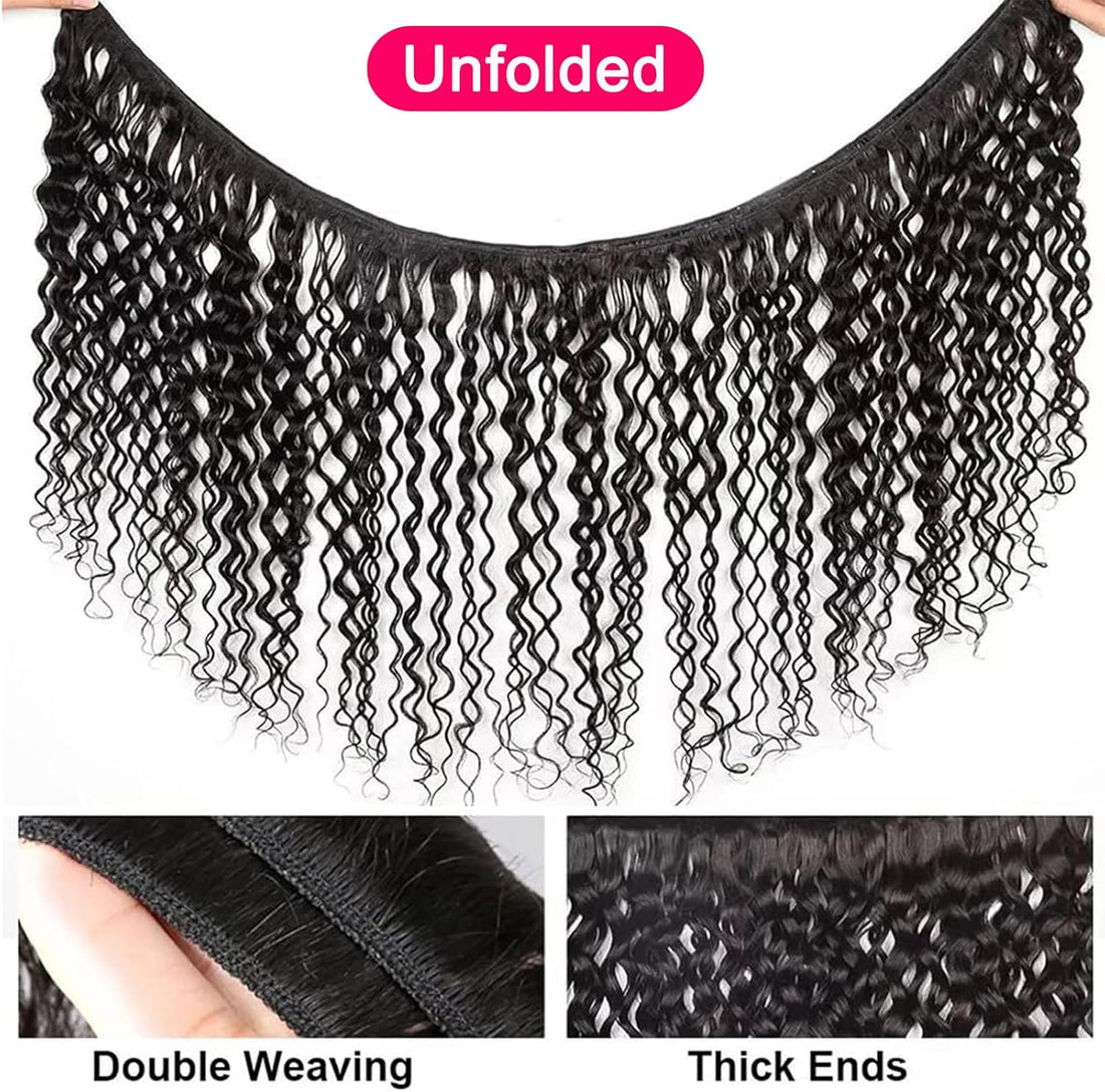Curly Wave Bundles Human Hair Brazilian Curly Human Hair Bundles 3 Bundles Kinky Curly Human Hair Brazilian Virgin Human Hair Bundles 80 Gram/Bundle (Total 240 Gram), 20 22 24 Inches, Natural Color