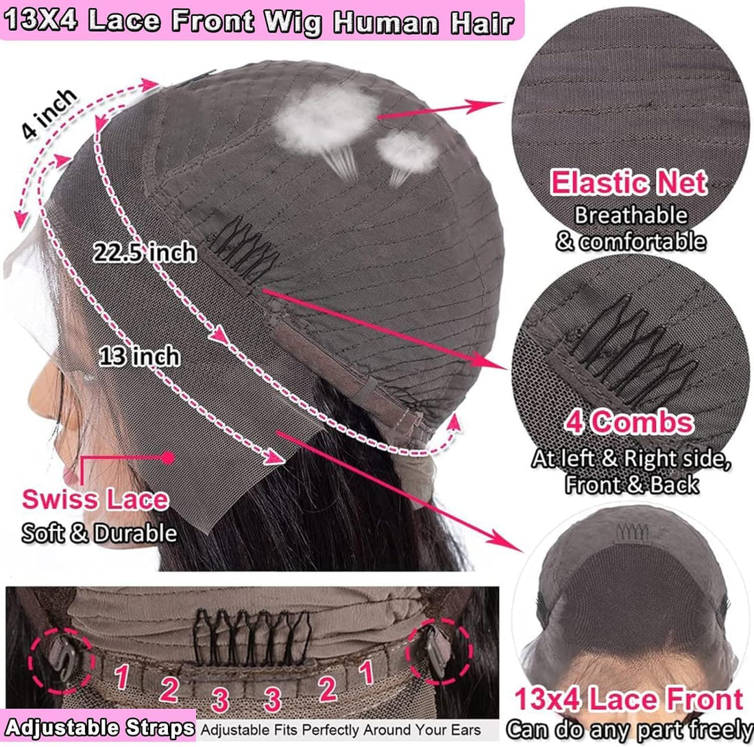 Bele Water Wave 13x4 Lace Front Wigs Human Hair 180% Density 26 inch Brazilian Deep Water Transparent Lace Front Wigs for Women Curly Hair Wig Natural Color