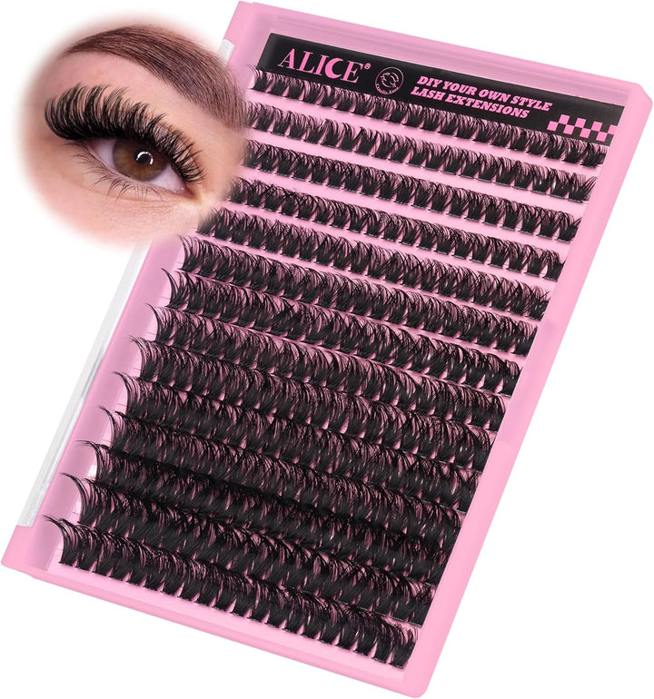 280Pcs Wispy Individual Lashes DIY Eyelash Extensions 8-16MM Fluffy D Curl Lash Extensions Lash Clusters 80D Cluster Eyelashes DIY at Home by ALICE