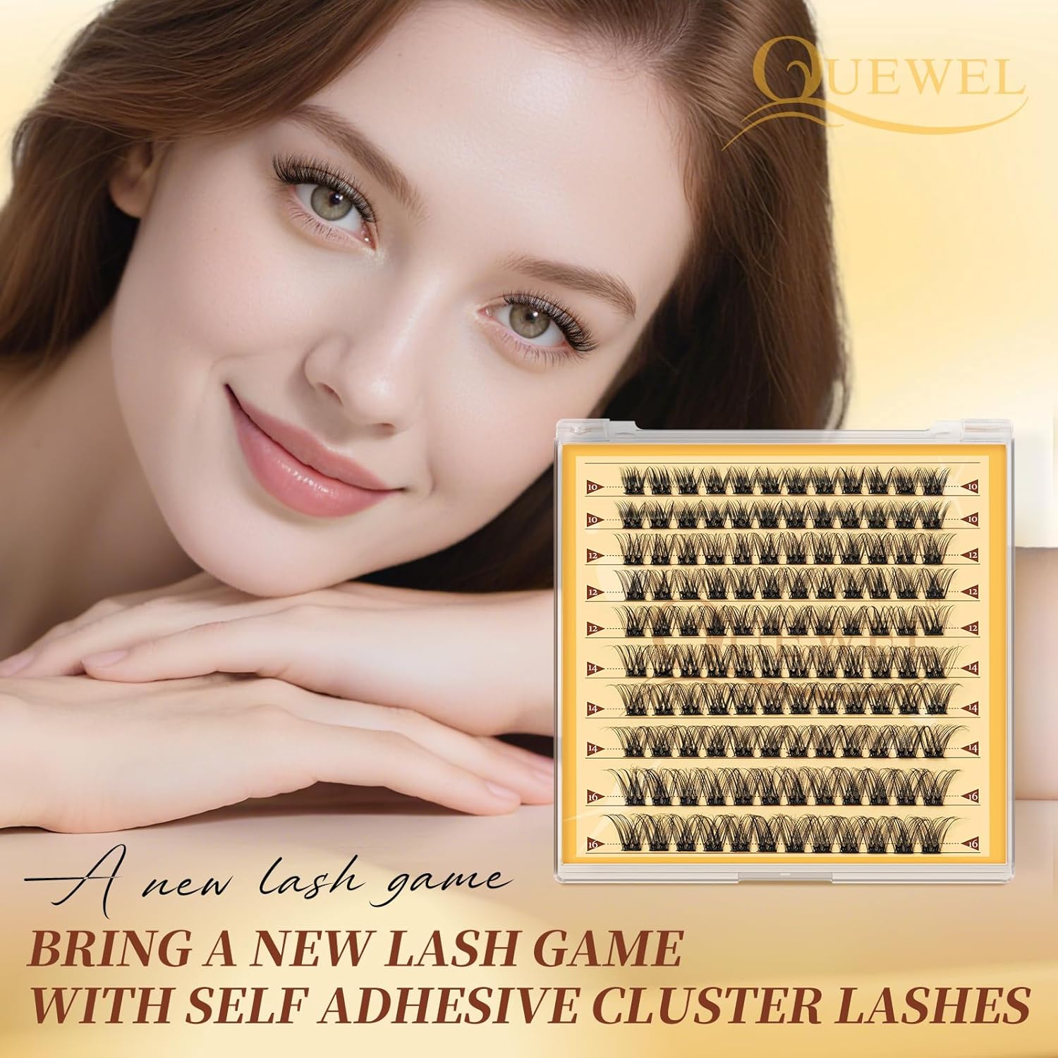 QUEWEL Pre Glued Eyelashes Natural Lash Clusters, 120PCS Big Pack C Curve Pre Glued Cluster Lashes, Strong Hold 10-16MM No Glue Needed Self Adhesive Eyelashes DIY at Home(120-MJ02)