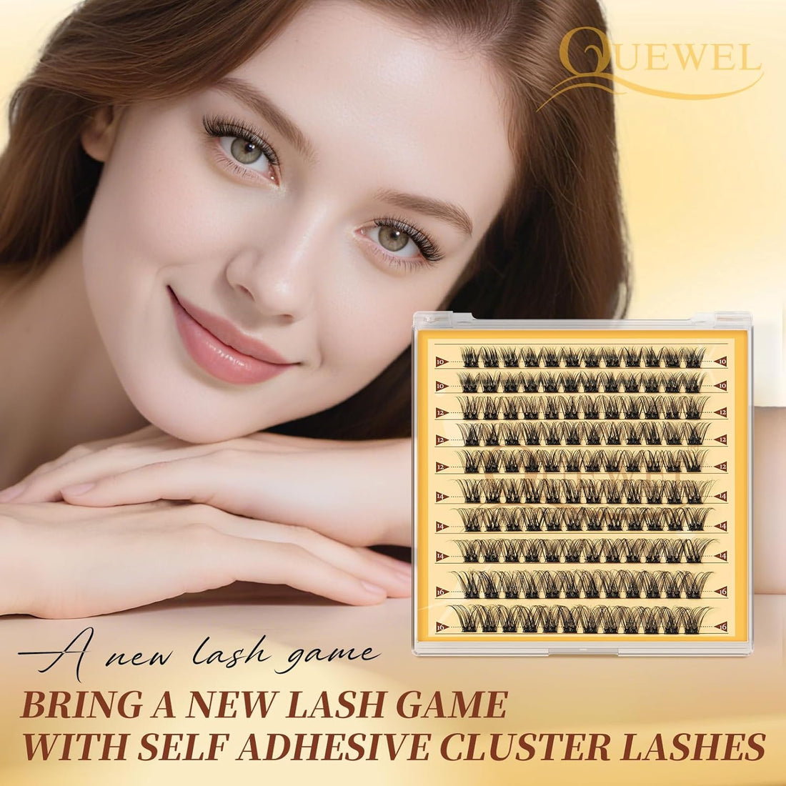 QUEWEL Pre Glued Eyelashes Natural Lash Clusters, 120PCS Big Pack C Curve Pre Glued Cluster Lashes, Strong Hold 10-16MM No Glue Needed Self Adhesive Eyelashes DIY at Home(120-MJ02)
