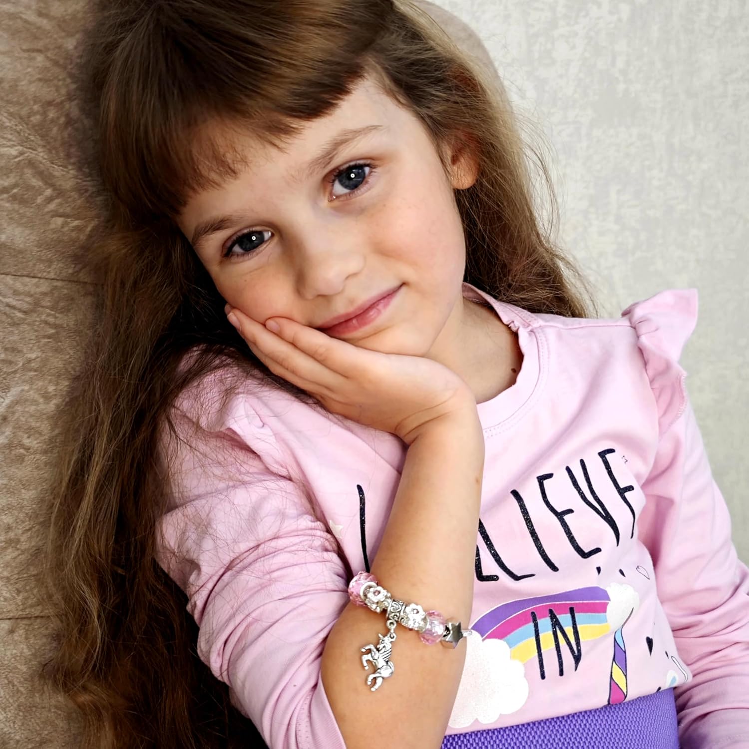 Girls Magical Unicorn Sparkly Crystal Silver Plated Adjustable Charm Bracelet with Gift Box Set Birthday Gifts for Girls Birthday Jewellery for Girls Kids Jewelry for Girls