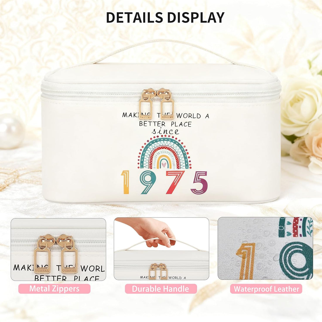 50th Birthday Gifts for Women, Birthday Gifts Rainbow Makeup Bag, Personalised 50 Year Old Lady Present Ideas for Mum, Best Friend, Sister, Bestie, Funny 50th Gift for Her