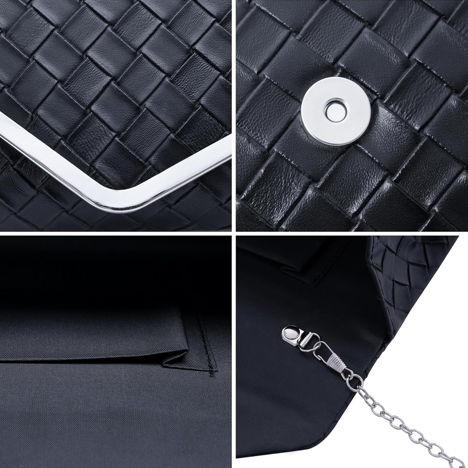 Larcenciel Women's Clutches, Shiny Sequins Evening Bags with Detachable Chain, Envelope Handbags for Ladies, Elegant Cross Body Shoulder Bags Purses Wallet for Women Bridal Prom Party Wedding