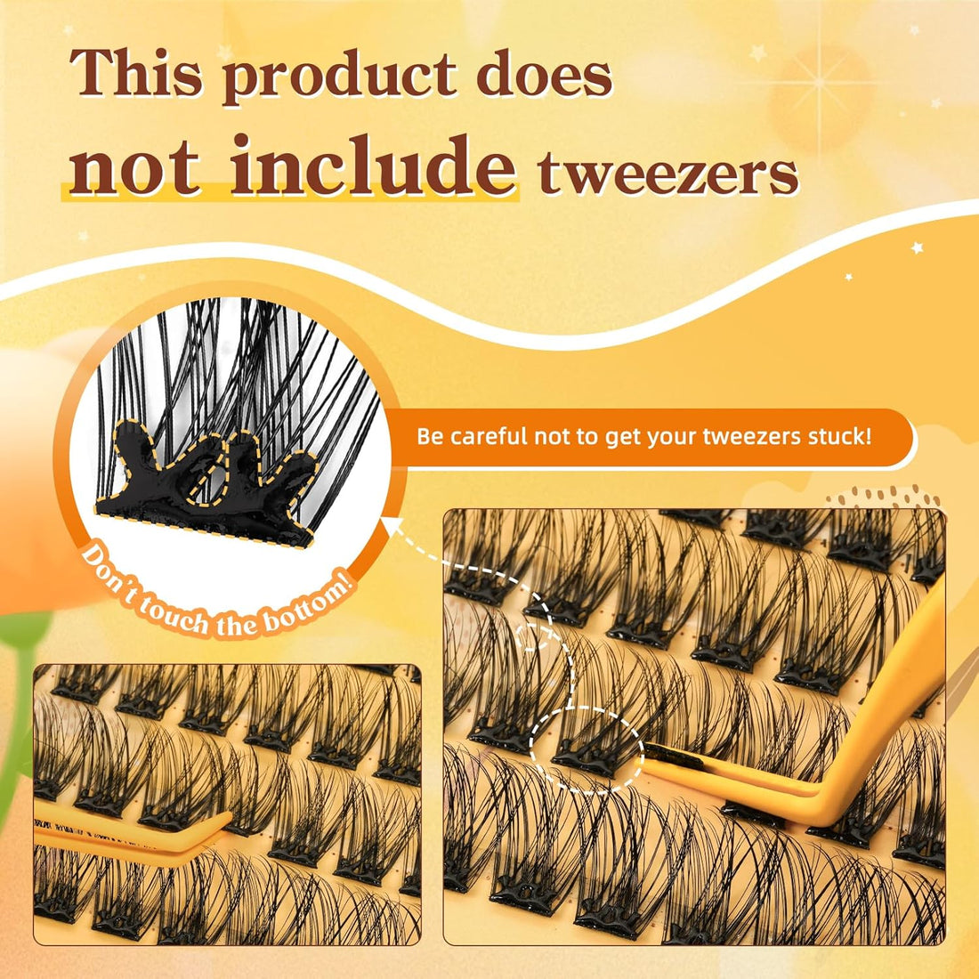 QUEWEL Pre Glued Eyelashes Natural Lash Clusters, C Curve Pre Glued Cluster Lashes, Strong Hold 10-16MM No Glue Needed Self Adhesive Eyelashes DIY at Home(MJ02-DH)