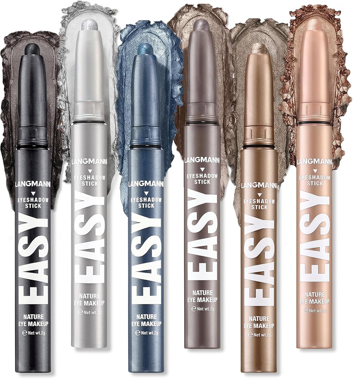 Flintronic 6PCS Eye Shadow Sticks Set, Waterproof Eyeshadow Stick, Highlighting Pigmented Eye Shadow Pencil Crayon, Soft Creamy Shimmer Long Lasting Eyeshadow Pencil for Daily Makeup