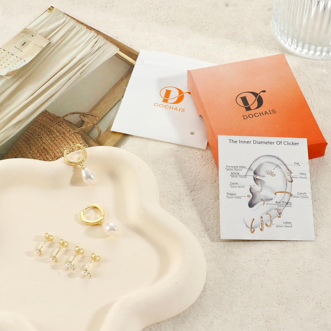 Dochais 3 Pairs 925 Sterling Silver Earrings for Women 14K Gold Stud Huggie Hoop Earring 5A Zirconia Gold Earrings Stacks Hypoallergenic Cartilage Earring Set for Multiple Piercings Jewelry Gift