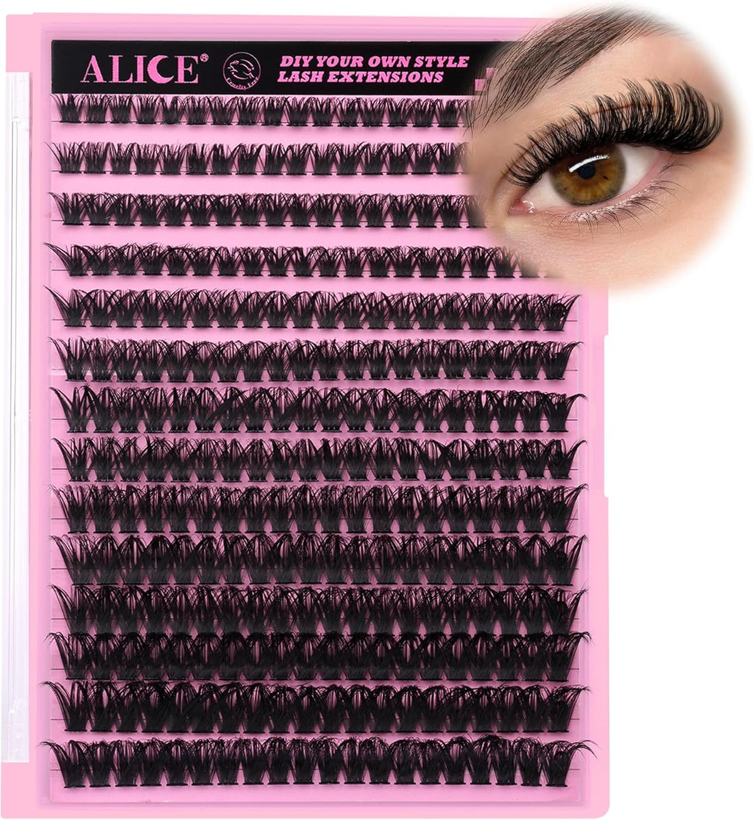 280Pcs Wispy Individual Lashes DIY Eyelash Extensions 8-16MM Fluffy D Curl Lash Extensions Lash Clusters 80D Cluster Eyelashes DIY at Home by ALICE