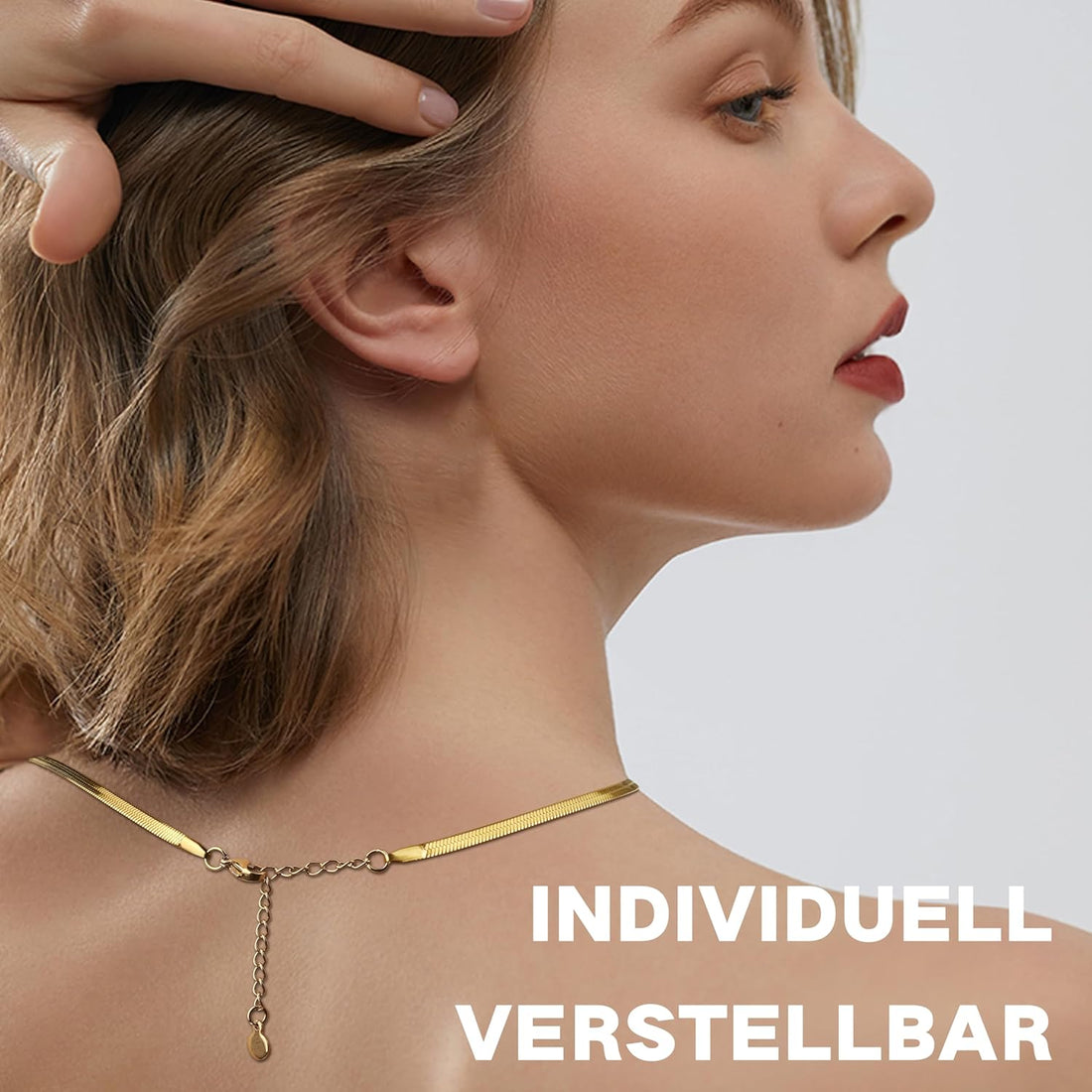 Finrezio 14K Gold Necklace Gold Plated Snake Chain Necklace for Women Gold Necklace Chain Herringbone Stainless Steel Necklace for Womens Layered Adjustable Necklace Jewellery 3/5MM(W) 14"/15"/16"(L)