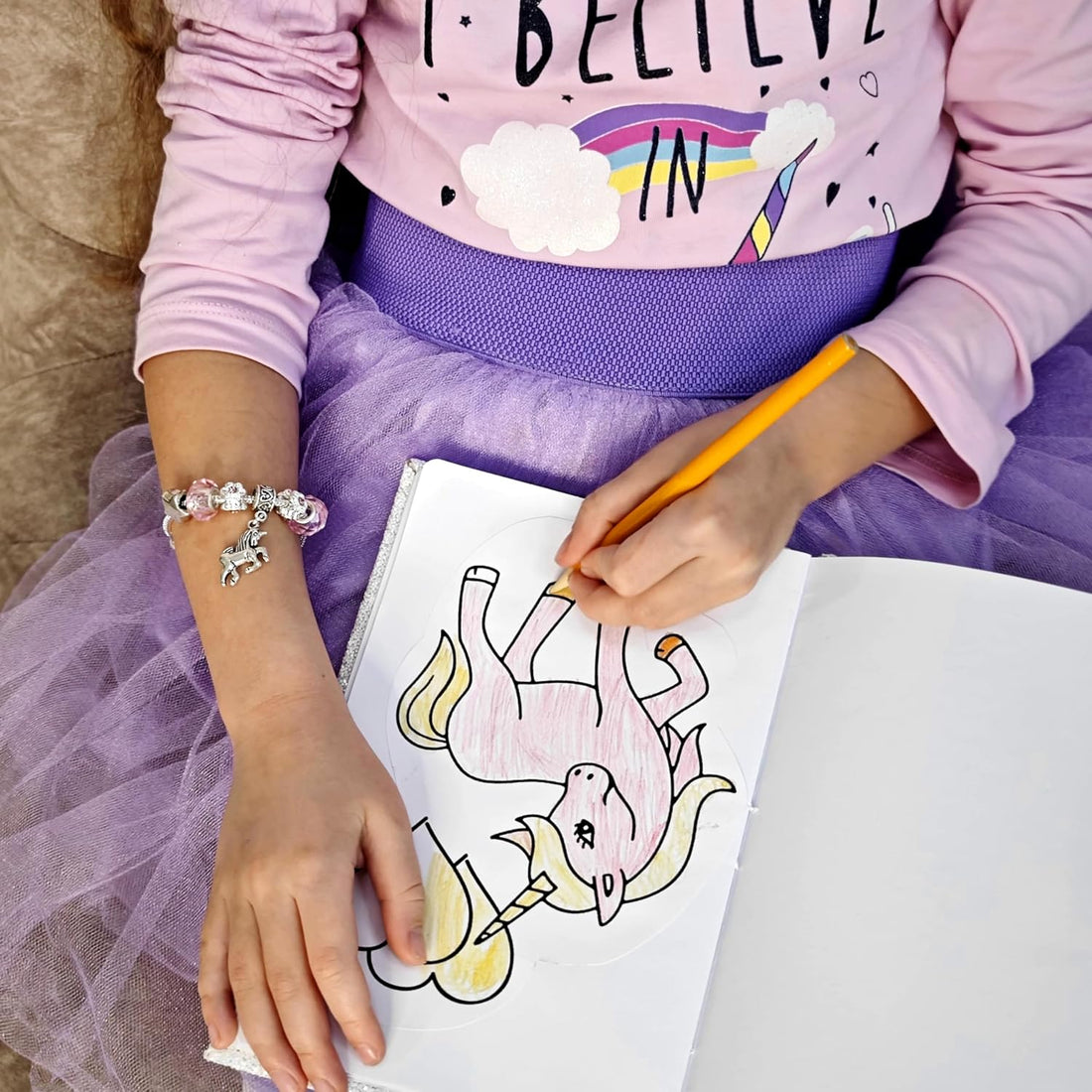 Girls Magical Unicorn Sparkly Crystal Silver Plated Adjustable Charm Bracelet with Gift Box Set Birthday Gifts for Girls Birthday Jewellery for Girls Kids Jewelry for Girls
