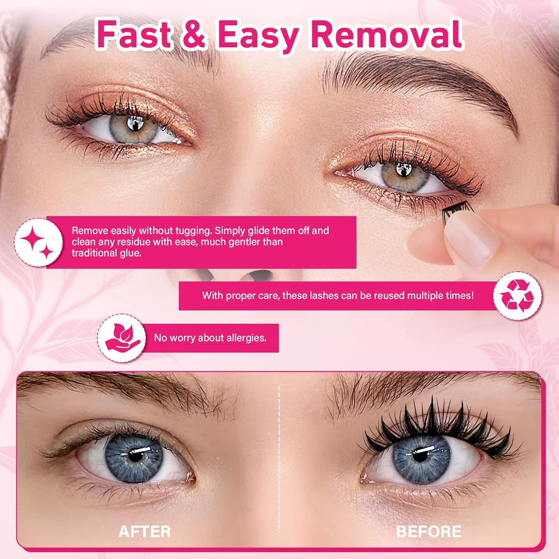 120Pcs Self Adhesive Lash Clusters Natural Look Self Adhesive Eyelashes Extension Reusable Cluster Lashes DIY Lash Extension No Glue Needed Clear (Fairy,10-16mix)