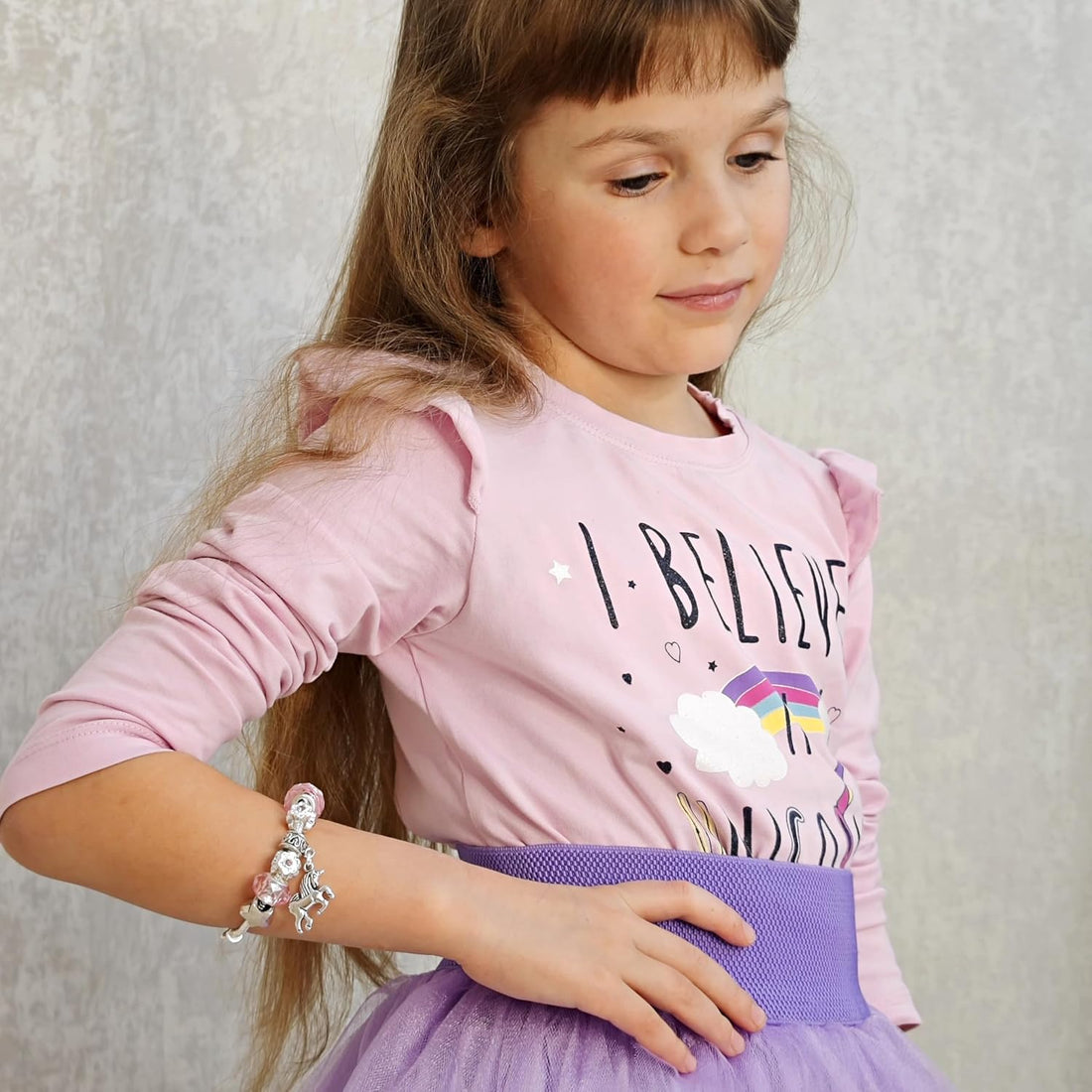 Girls Magical Unicorn Sparkly Crystal Silver Plated Adjustable Charm Bracelet with Gift Box Set Birthday Gifts for Girls Birthday Jewellery for Girls Kids Jewelry for Girls
