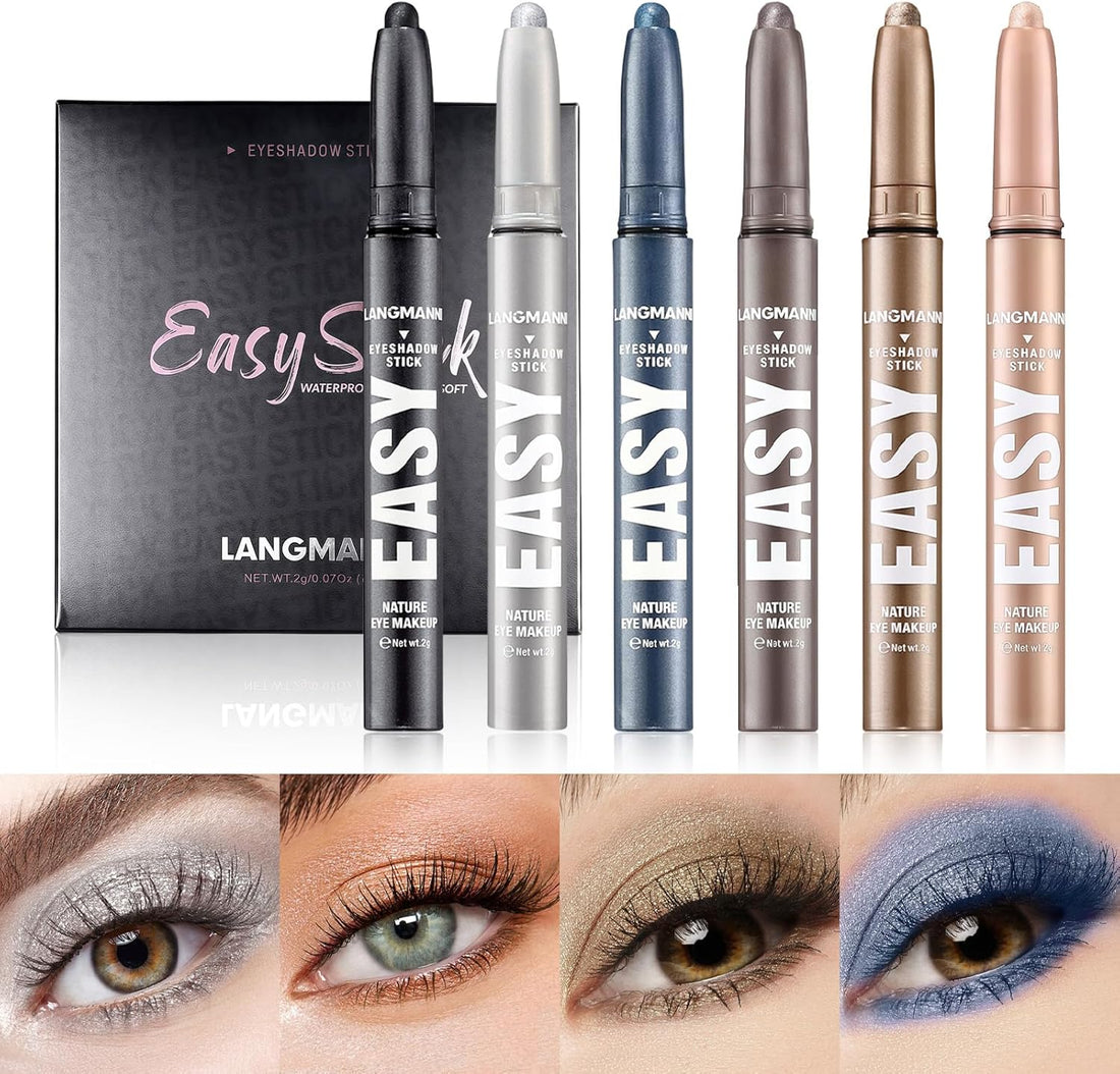 Flintronic 6PCS Eye Shadow Sticks Set, Waterproof Eyeshadow Stick, Highlighting Pigmented Eye Shadow Pencil Crayon, Soft Creamy Shimmer Long Lasting Eyeshadow Pencil for Daily Makeup