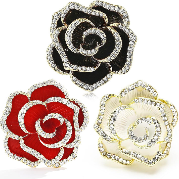 Flower Ribbon Brooch, Vintage Elegant Unique Crystal Brooch, Fashion Rhinestone Brooch, Pin Badges, Accessories Jewellery Gifts, Rhinestone Button