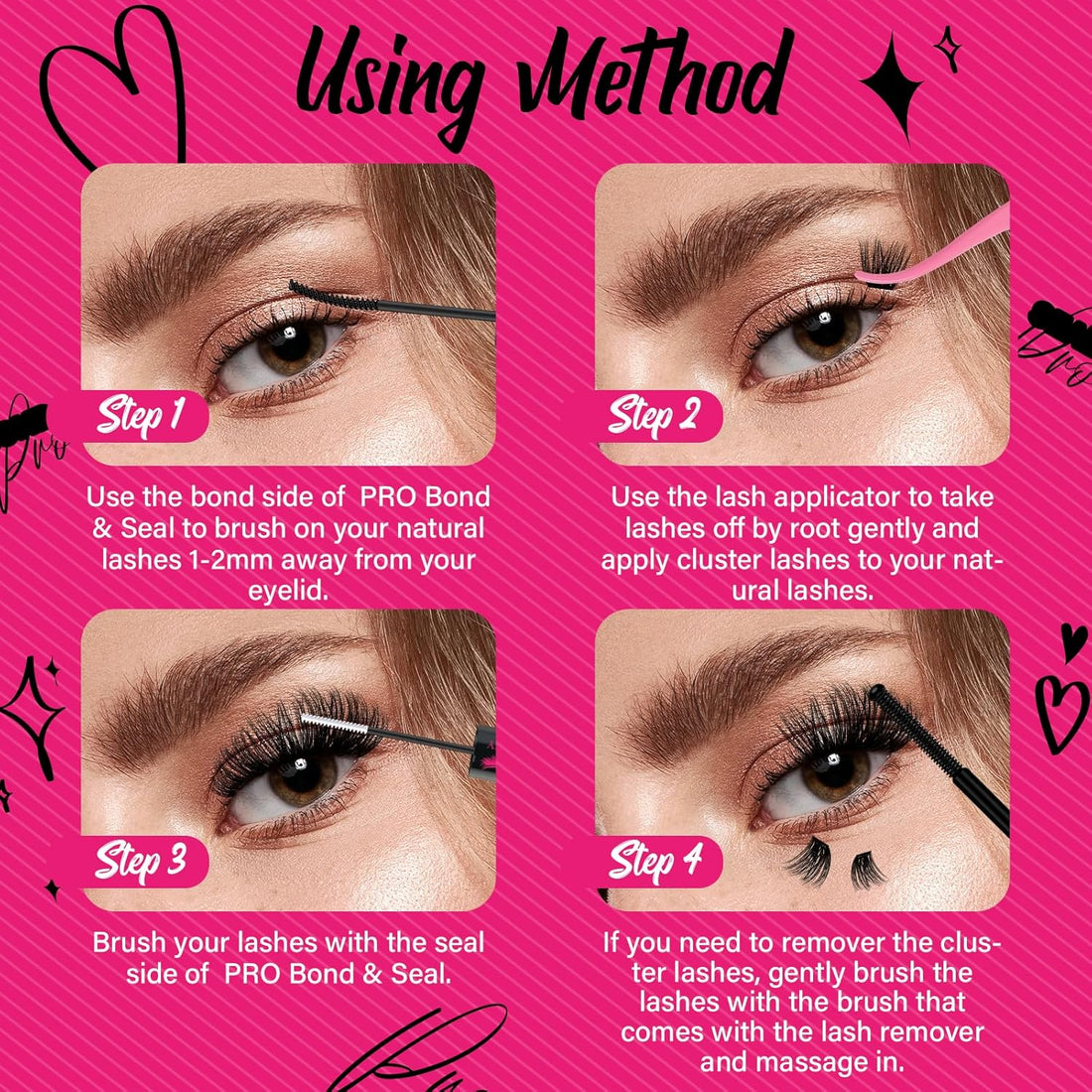 PRO Lash Clusters Kit DIY Lash Extension Kit with 168 Pcs Individual Lashes Cluster Lashes Bond and Seal Eyelash Applictor Lash Remover Eyelash Extension Kit for Beignner(Into You-01 Kit)