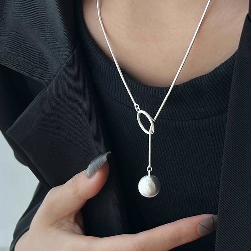 Ins Round Ball Ring Long Necklace Fashion Personality Temperament