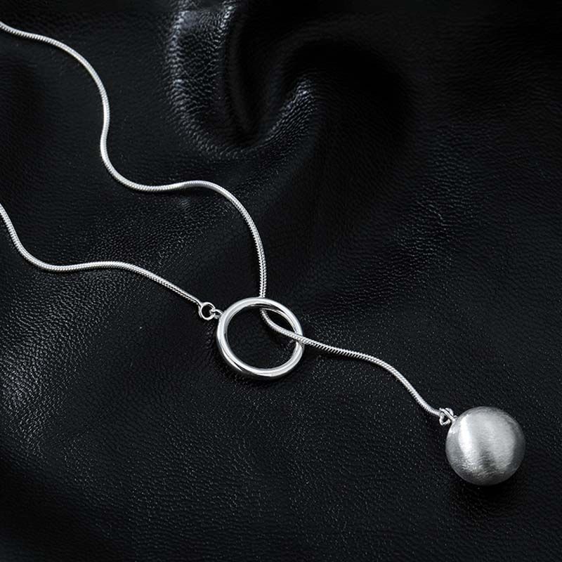 Ins Round Ball Ring Long Necklace Fashion Personality Temperament