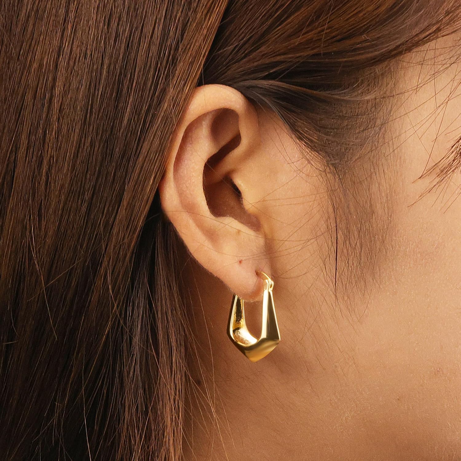 ALEXCRAFT Gold Silver Earrings Chunky Hoop for Women, Thick Silver Hoop Earrings Hypoallergenic 925 Sterling Silver Post Earrings Lightweight Large Earring Women Chunky Hoop Women Girls Jewelry Gift