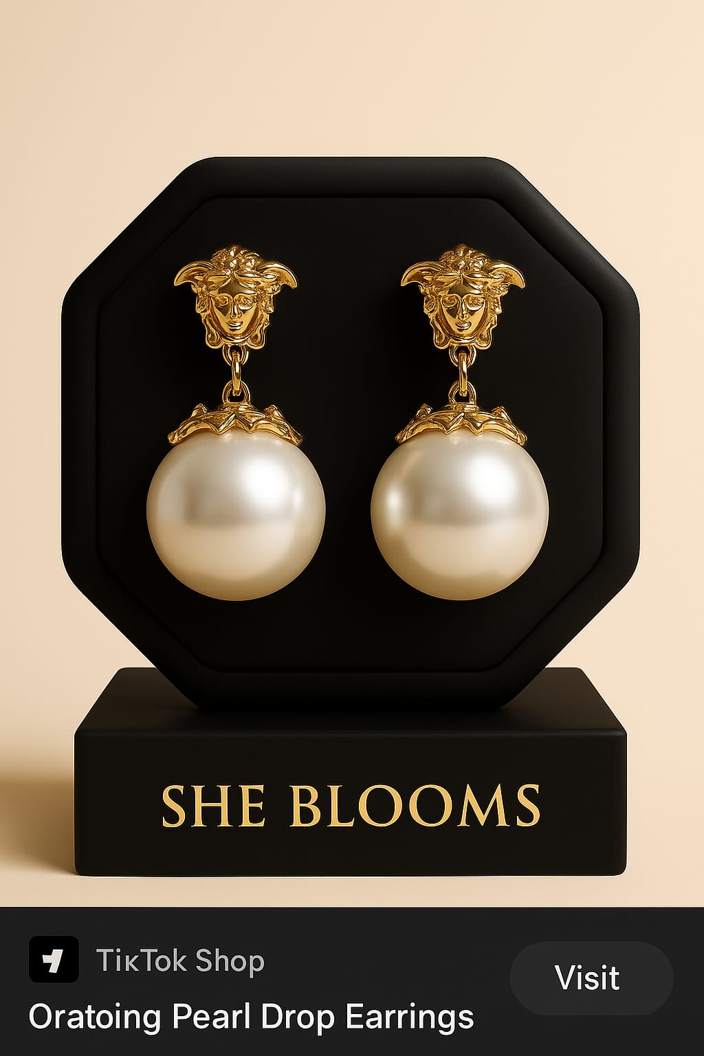 Pearl Medusa Drop Earrings – Luxury Statement Elegance