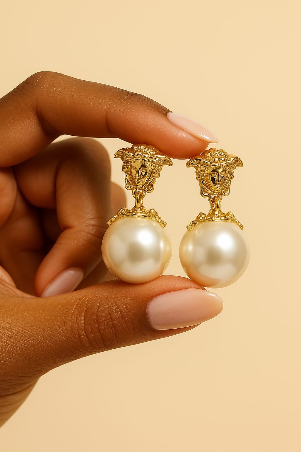 Pearl Medusa Drop Earrings – Luxury Statement Elegance